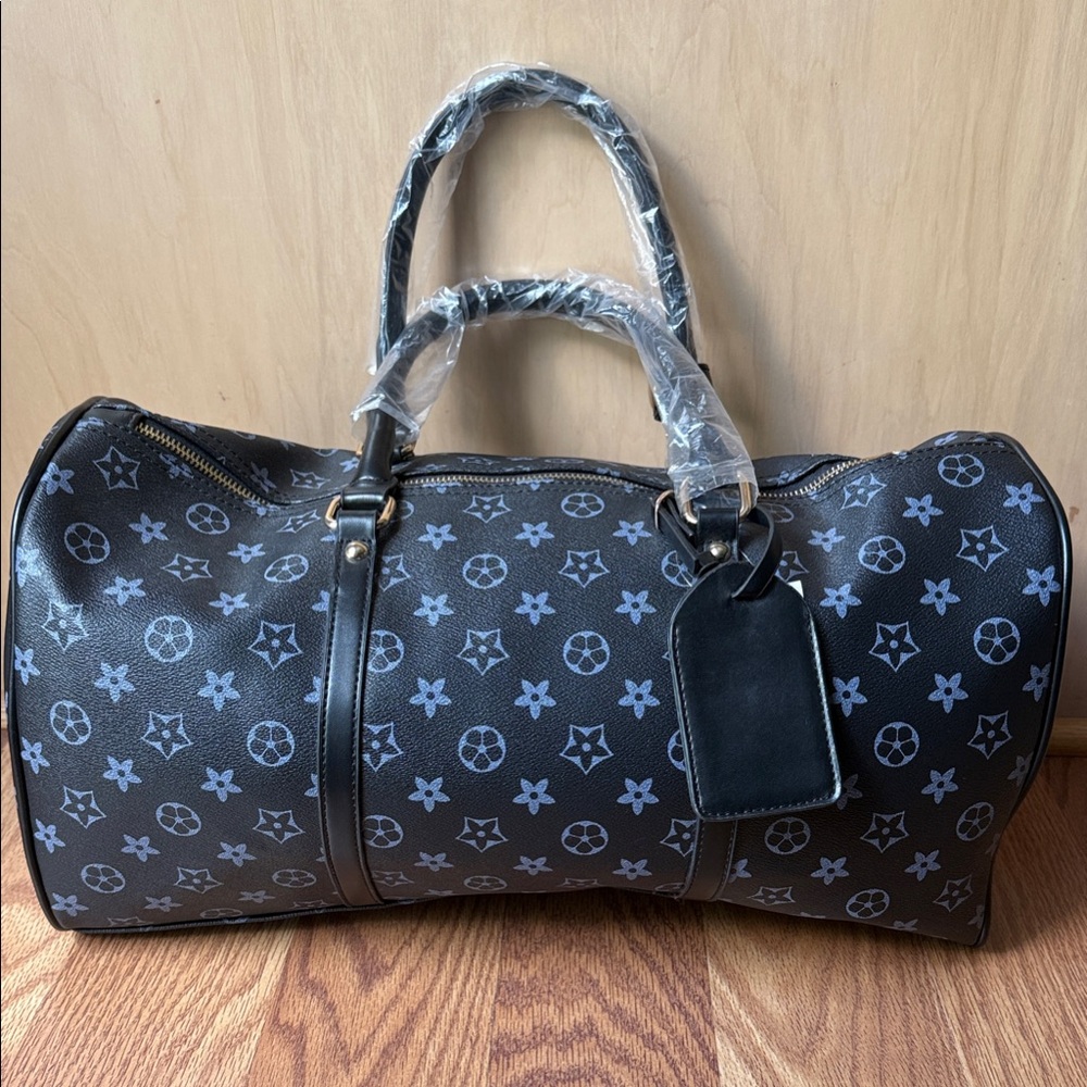 Black Floral Duffle Bag